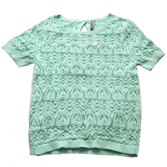 Brand New By Anthropologie Crochet Stitched Knitted T-Shirt - Picture 9 of 9